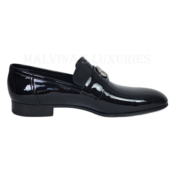 GUCCI SHOES MENS LOAFERS INTERLOCKING G LOGO BLACK LEATHER sz 12.5 US 13 - Picture 8 of 16